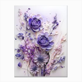 Purple Flowers On White Background Canvas Print