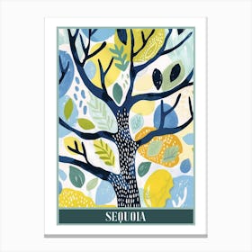 Sequoia Tree Flat Illustration 6 Poster Canvas Print