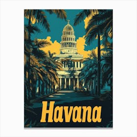 Aihrgdesign A Retro Travel Poster For Havana 2 Canvas Print