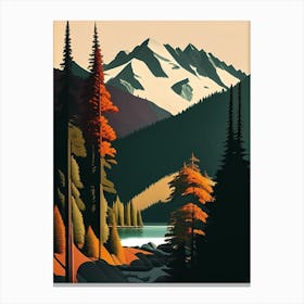 Jasper National Park Canada Retro Canvas Print