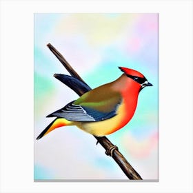 Cedar Waxwing Watercolour Bird Canvas Print