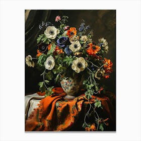 Baroque Floral Still Life Anemone 2 Canvas Print