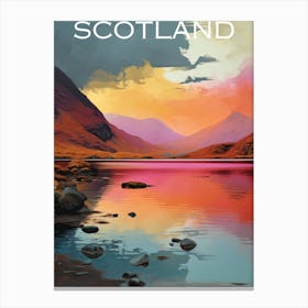 Colourful Scotland travel poster lochs Canvas Print