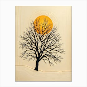 Autumn Tree with Sun Canvas Print