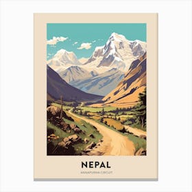 Annapurna Circuit Nepal 2 Vintage Hiking Travel Poster Canvas Print