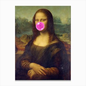 Funny Mona Lisa Bubble Gum Internet Meme Portrait Canvas Print