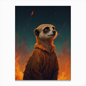 Meerkat In Flames Canvas Print