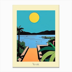 Poster Of Minimal Design Style Of Negril, Jamaica 1 Canvas Print