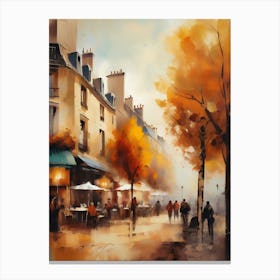 Paris city countryside, cafes, people, trees, old autumn oil paints. Faded colours.13 Canvas Print