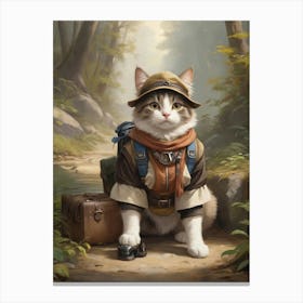 Vintage Explorer Cat Canvas Print