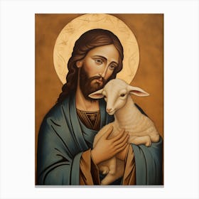 Jesus As Good Shepherd Icon Canvas Print