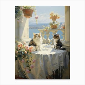 Two Rococo Style Cats Lounging In The Sun 2 Canvas Print