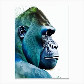 Side Profile Portrait Of A Gorilla Gorillas Mosaic Watercolour 2 Canvas Print
