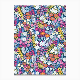 Vivid Spring Floral Meadow Wildflower Garden Canvas Print