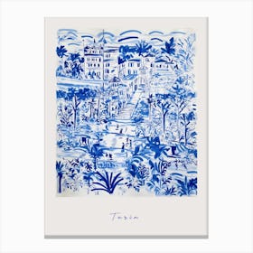 Turin Italy Blue Drawing Poster Canvas Print