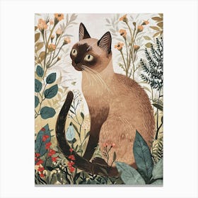 Burmese Cat Japanese Illustration 2 Canvas Print
