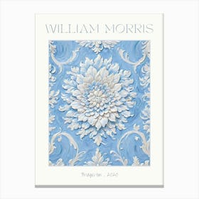 William Morris "Bridgerton" 2020 Textile Antique Regency Fabric Wallpaper Print | HD Powder Blue and Pale Cream Wall Decor | Parlour Sitting Room Grand Canvas Print