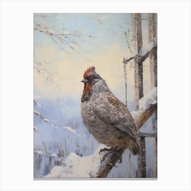 Vintage Winter Animal Painting Grouse 3 Canvas Print