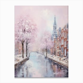 Dreamy Winter Painting Amsterdam Netherlands 3 Canvas Print