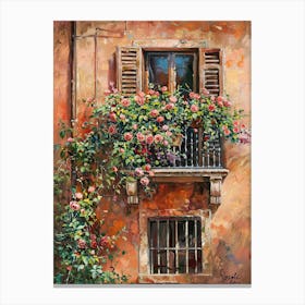 Balcony View Painting In Rome 2 Canvas Print