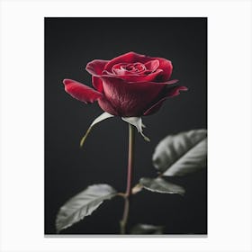 Red Rose On Black Background 17 Canvas Print