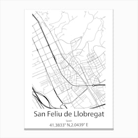 San Feliu De Llobregat,Spain Minimalist Map Canvas Print