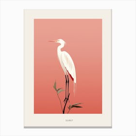Minimalist Egret 3 Bird Poster Canvas Print