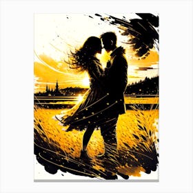 Couple Kissing At Sunset 1 Canvas Print