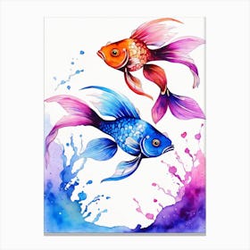 Twin Goldfish Watercolor Painting (64) Canvas Print