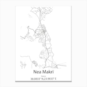 Nea Makri,Greece Minimalist Map Canvas Print