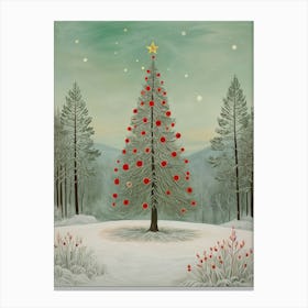 Pastel Christmas Tree In The Snow Canvas Print