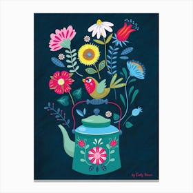 Folk Art Teapot Canvas Print