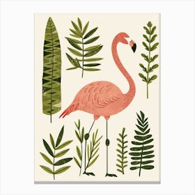 Chilean Flamingo Ferns Minimalist Illustration 1 Canvas Print