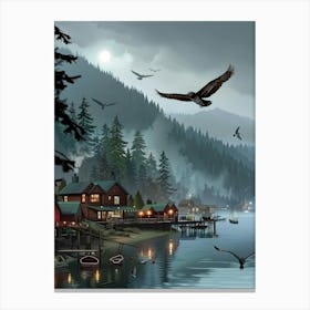 Eagle At Night Canvas Print