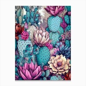 Cactus Flowers nature flora Canvas Print
