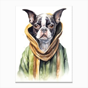 Boston Terrier Dog As A Jedi 3 Canvas Print
