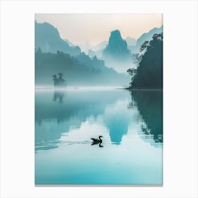 Foggy Morning Lake Canvas Print