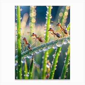 Dew Kissed Ants In The Early Morning Light Cap (1) Canvas Print