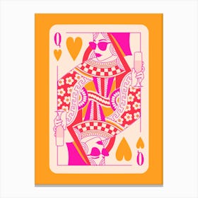 Queen Of Hearts Pink Orange Canvas Print