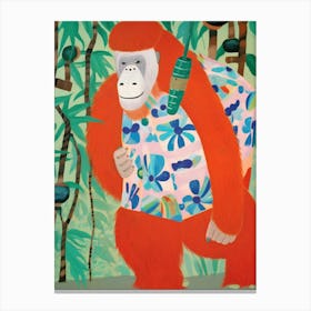 Maximalist Animal Painting Orangutan 2 Canvas Print