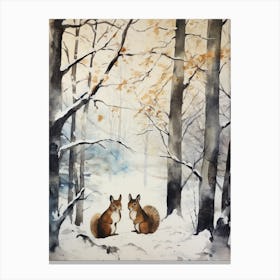 Winter Watercolour Squirrel 3 Canvas Print