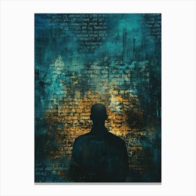 Silhouette Of A Man In Front Of A Brick Wall Canvas Print