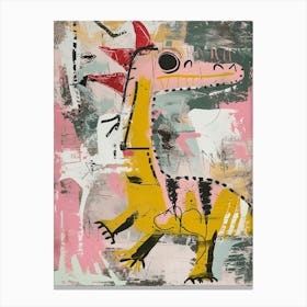 Graffiti Pastel Pink Dinosaur Canvas Print