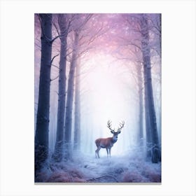 Ethereal Colorful Mist Enshrouds The Skeletal Trunks Of A Winter Forest Palette Of Dreamy Pastels Canvas Print