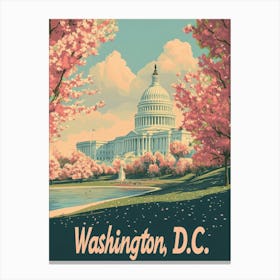 Aihrgdesign A Classic 1960s Travel Poster For Washington DC 1 Canvas Print