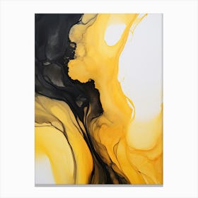 Yellow And Black Flow Asbtract Painting 2 Canvas Print