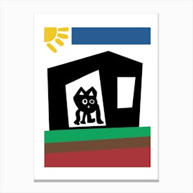 Kids Art House With Cat Canvas Print