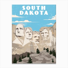 South Dakota, USA — Retro travel minimalist poster Canvas Print