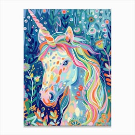 Floral Fauvism Style Unicorn Portrait 2 Canvas Print