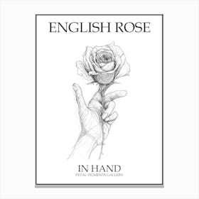 English Rose In Hand Line Drawing 1 Poster Canvas Print
